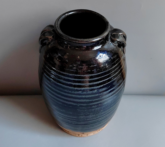 古玩陶瓷窯變黑釉四系罐真品鑒賞圖