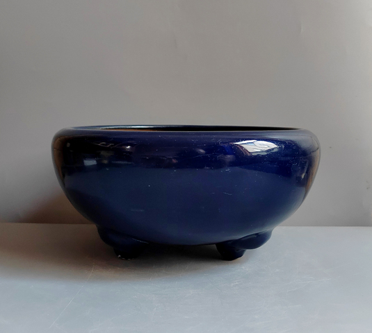 古玩陶瓷清代藍釉三足香爐拍賣，當前價格38元
