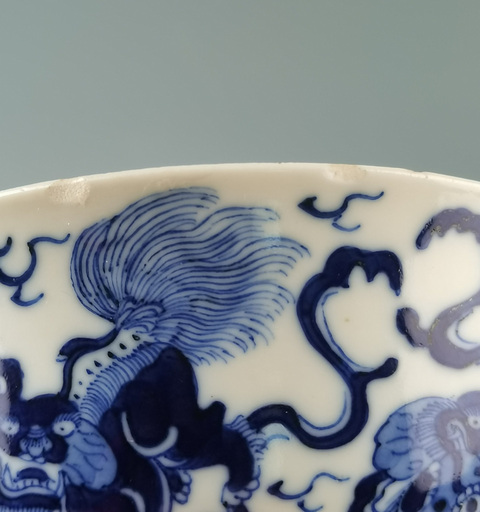 古玩陶瓷青化獅子紋蓋碗真品鑒賞圖
