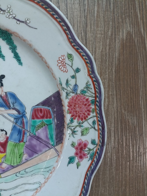 古玩陶瓷道光粉彩人物盤真品鑒賞圖