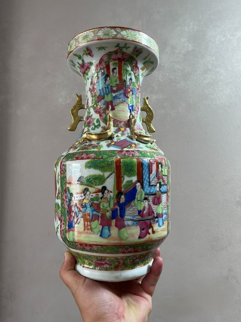 古玩陶瓷咸豐廣彩盤口瓶真品鑒賞圖