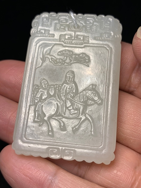 古玩玉器和田玉雕“走馬上任”牌真品鑒賞圖