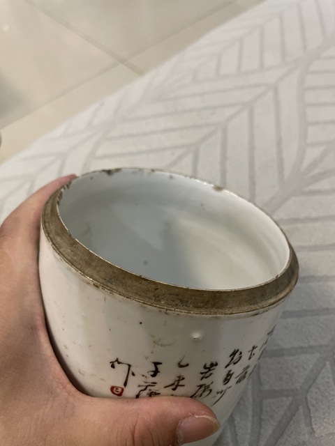 古玩陶瓷淺絳彩花鳥紋蓋缸真品鑒賞圖
