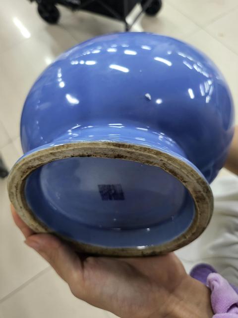 古玩陶瓷藍釉雙象鼻耳尊真品鑒賞圖