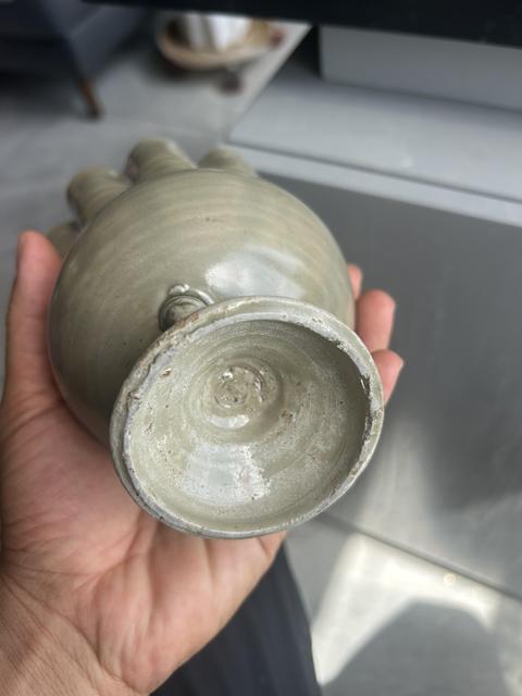 古玩陶瓷五代耀州窯青瓷花口尊真品鑒賞圖