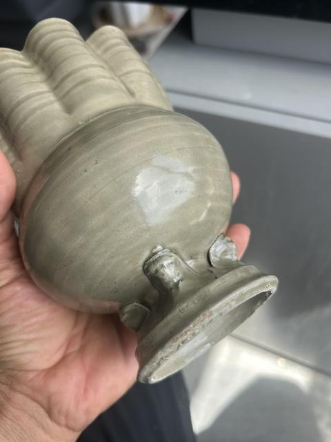 古玩陶瓷五代耀州窯青瓷花口尊真品鑒賞圖