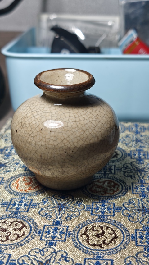 古玩陶瓷哥釉石榴尊真品鑒賞圖