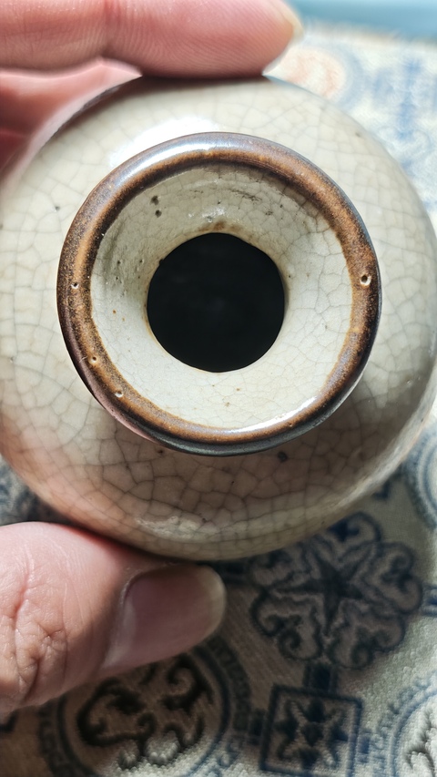 古玩陶瓷哥釉石榴尊真品鑒賞圖