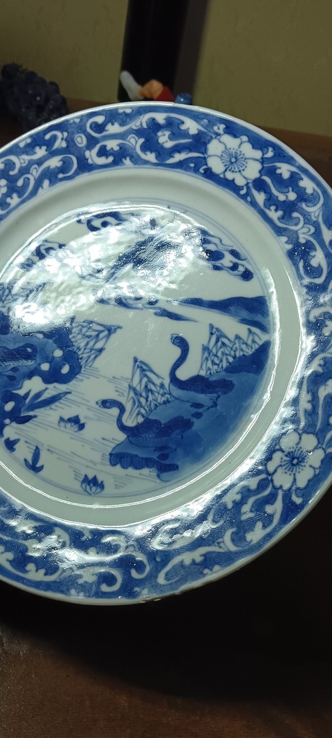 古玩陶瓷康熙青花盤真品鑒賞圖