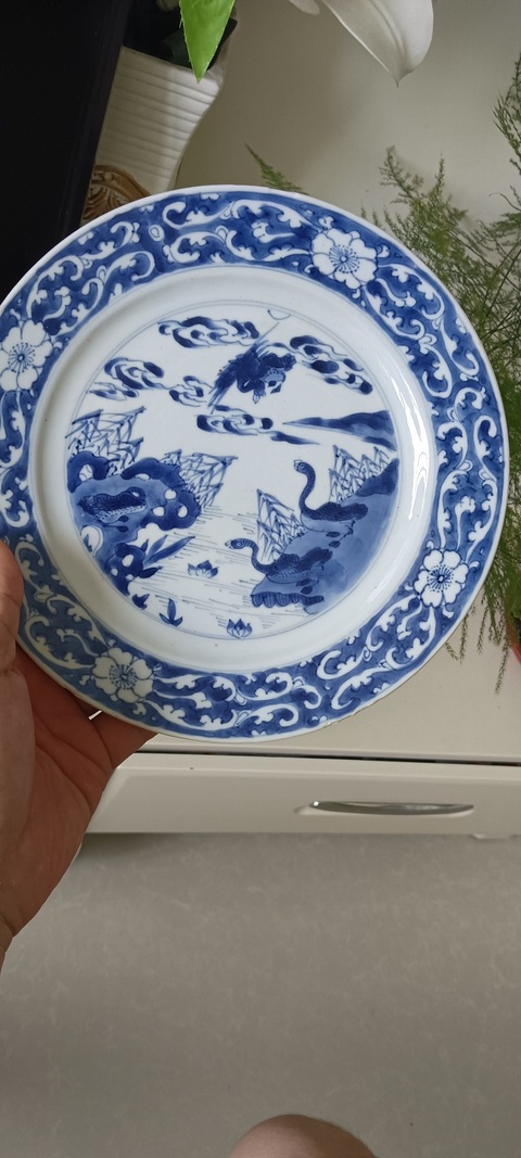 古玩陶瓷康熙青花盤真品鑒賞圖