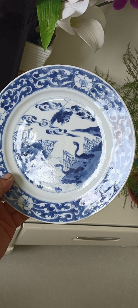 古玩陶瓷康熙青花盤真品鑒賞圖
