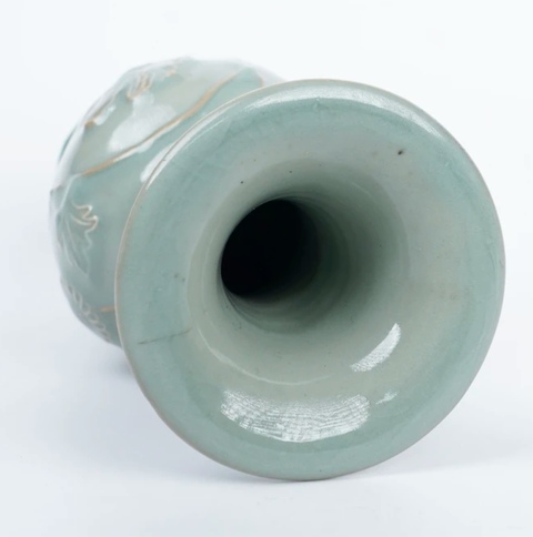 古玩陶瓷元明龍泉窯鳳尾尊真品鑒賞圖