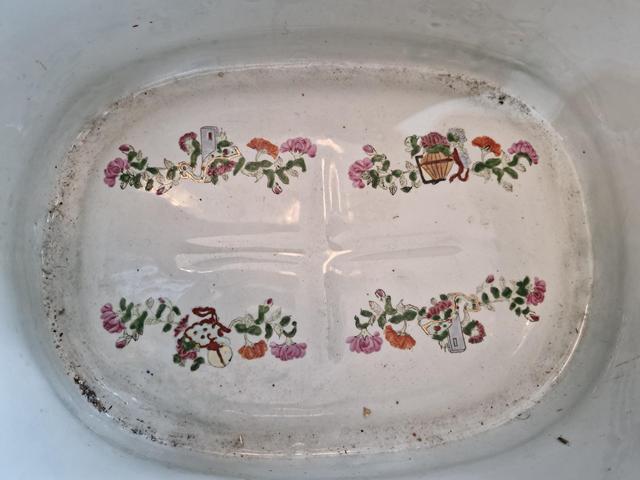 古玩陶瓷廣彩花鳥紋雙耳盆真品鑒賞圖