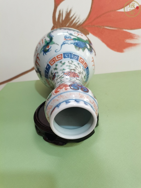 古玩陶瓷青花加彩蒜頭瓶（初看老）真品鑒賞圖
