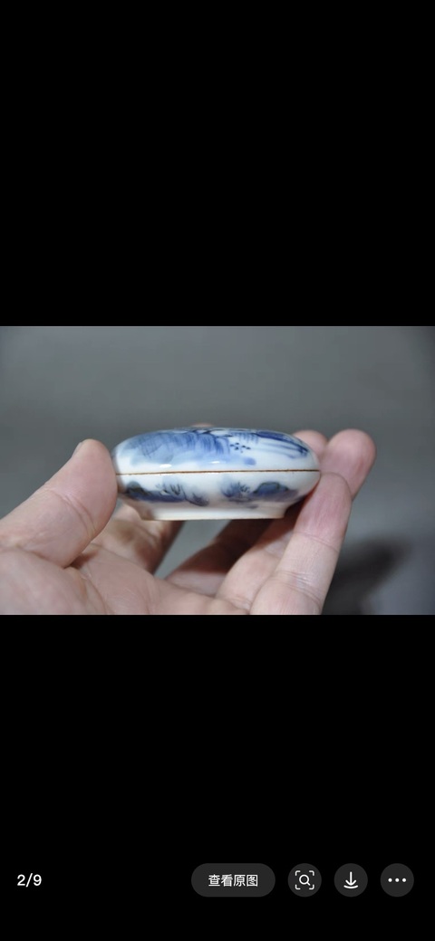 古玩陶瓷青花印泥盒真品鑒賞圖
