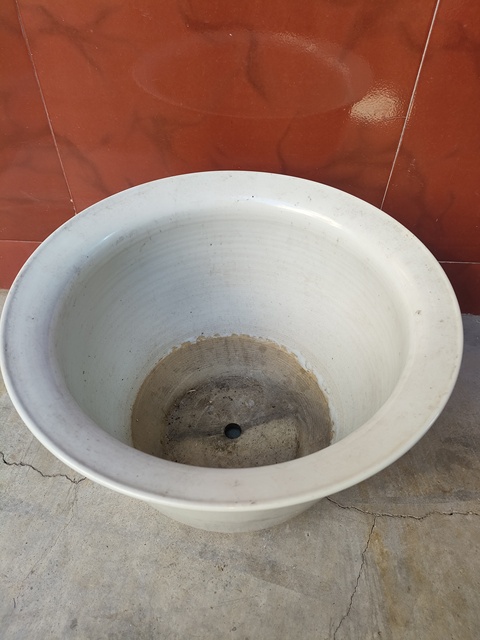 古玩陶瓷白釉花盆真品鑒賞圖