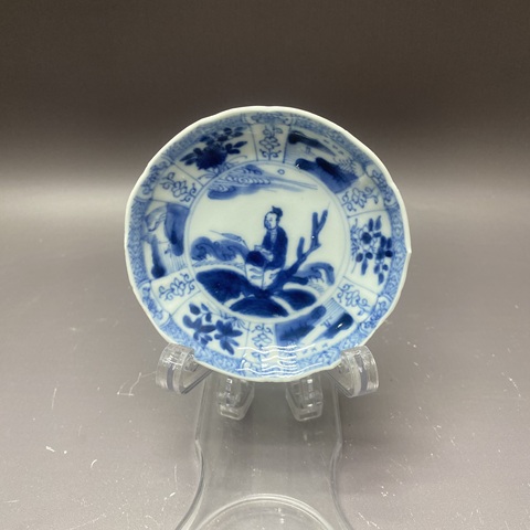 古玩陶瓷仙人乘槎青花盤真品鑒賞圖