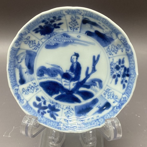 古玩陶瓷仙人乘槎青花盤真品鑒賞圖