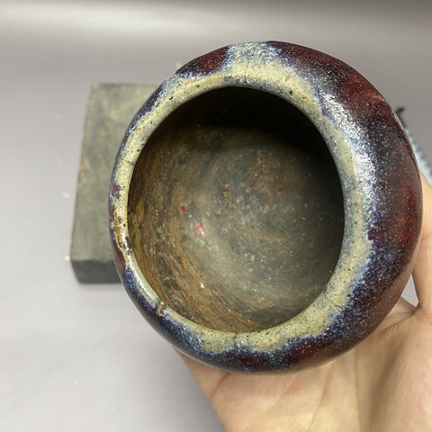 古玩陶瓷窯變釉水盂真品鑒賞圖