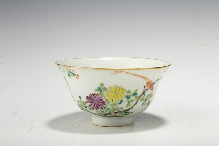 古玩陶瓷清晚·粉彩花鳥紋碗拍賣,當前價格268元