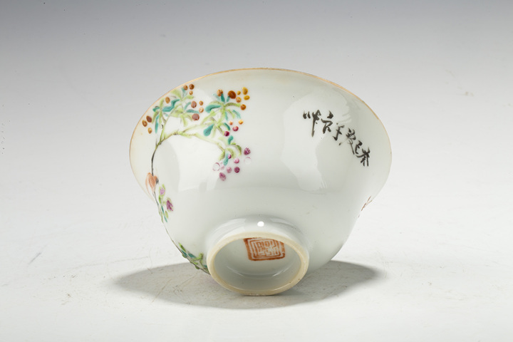 古玩陶瓷清晚·粉彩花鳥紋碗拍賣,當前價格268元