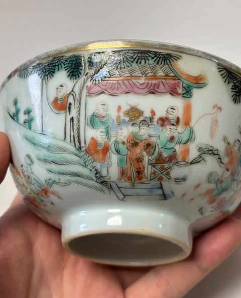 古玩陶瓷晚清民國 粉彩百子龍燈碗真品鑒賞圖