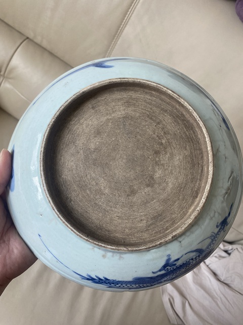 古玩陶瓷青花過墻龍紋盤真品鑒賞圖