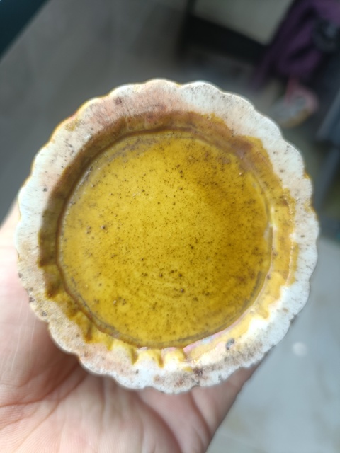 古玩陶瓷黃釉捆竹型筆筒真品鑒賞圖