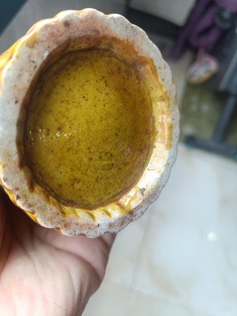 古玩陶瓷黃釉捆竹型筆筒真品鑒賞圖