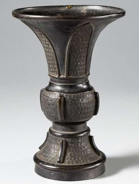 古玩銅器銅花觚真品鑒賞圖