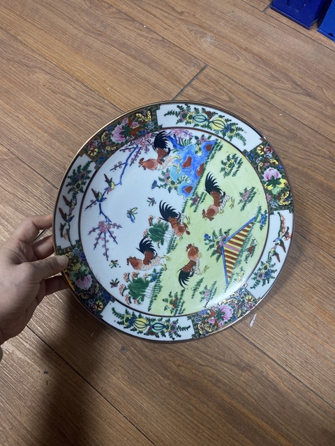 古玩陶瓷五子登科廣彩盤真品鑒賞圖