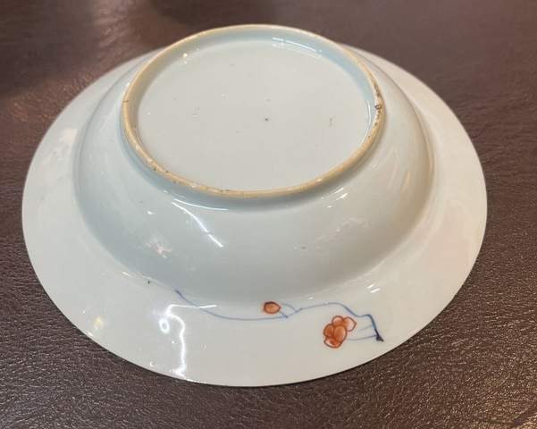 古玩陶瓷青花礬紅描金盤真品鑒賞圖
