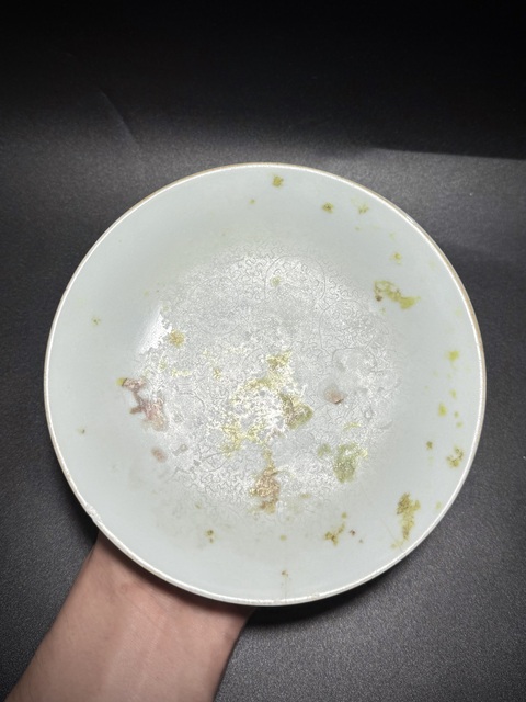 古玩陶瓷粉彩壓道紋盤真品鑒賞圖