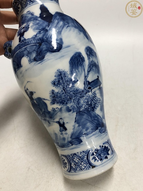 古玩陶瓷光緒·青花漁樵耕讀紋獸耳瓶拍賣，當前價格4600元