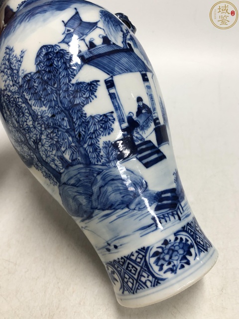 古玩陶瓷光緒·青花漁樵耕讀紋獸耳瓶拍賣，當前價格4600元
