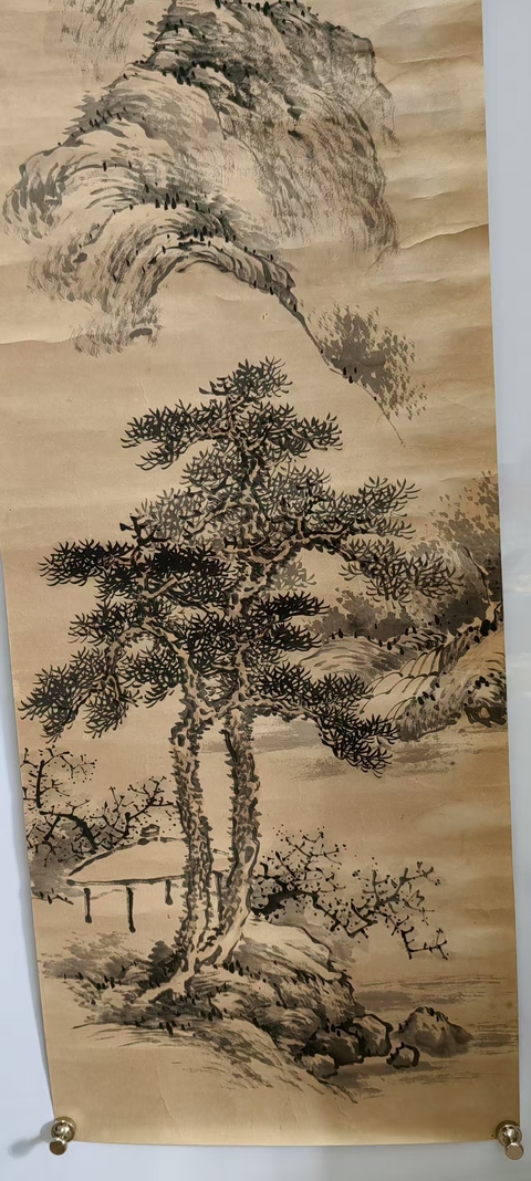 古玩字畫清代中期山水真品鑒賞圖