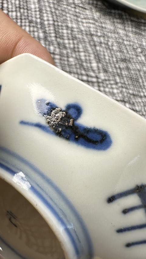 古玩陶瓷日本明治青花山水人物八方盤真品鑒賞圖