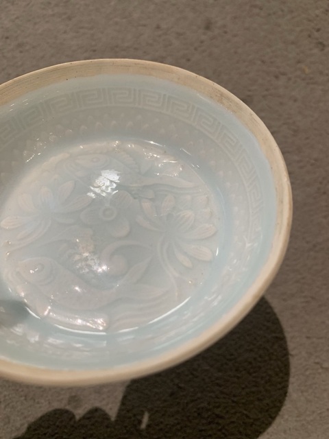 古玩陶瓷南宋青白瓷印魚紋洗真品鑒賞圖