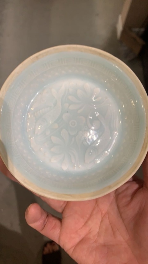 古玩陶瓷南宋青白瓷印魚紋洗真品鑒賞圖