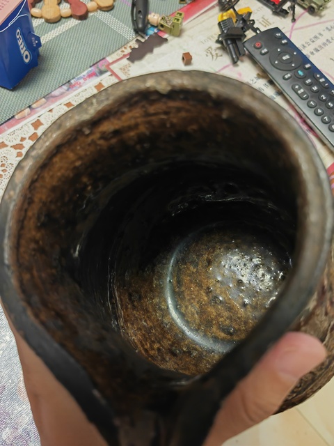 古玩陶瓷褐釉花卉紋花澆真品鑒賞圖