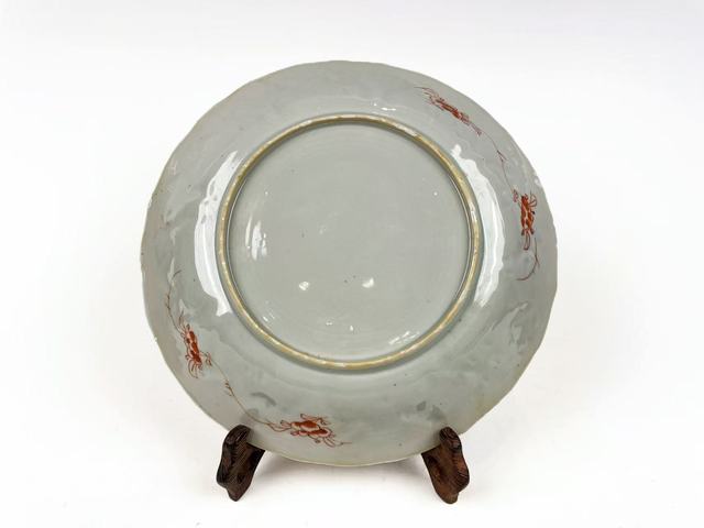 古玩陶瓷清康熙·礬紅描金花鳥仕女圖花口盤拍賣，當前價格1128元