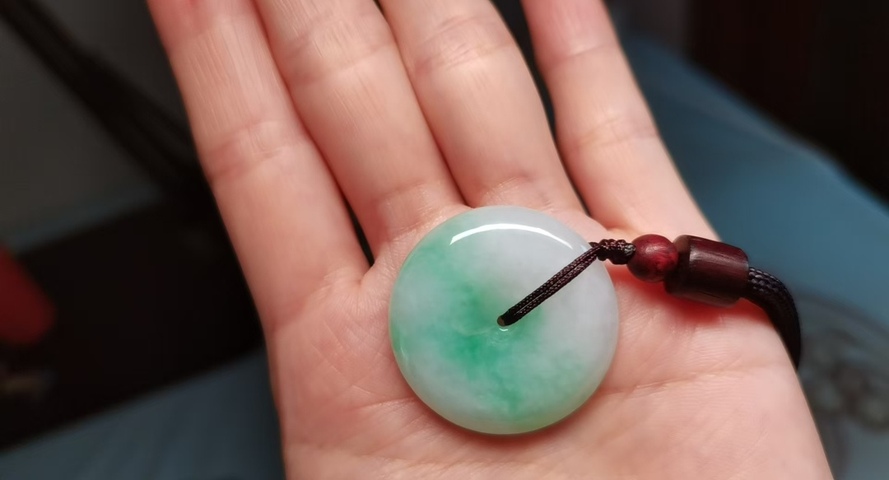 古玩玉器天然翡翠平安扣真品鑒賞圖