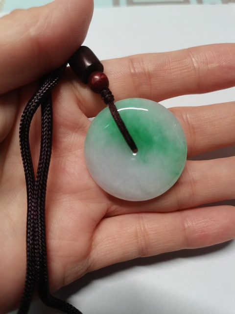 古玩玉器天然翡翠平安扣真品鑒賞圖