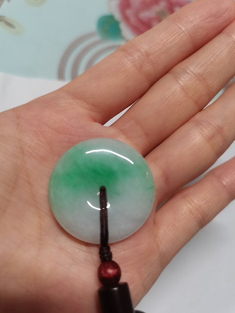 古玩玉器天然翡翠平安扣真品鑒賞圖