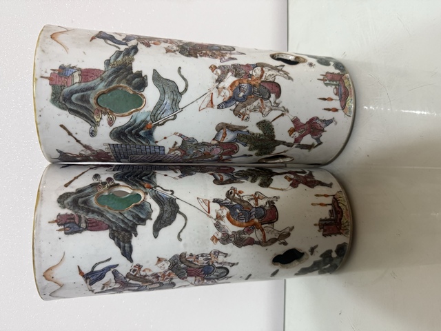 古玩陶瓷人物紋粉彩帽筒真品鑒賞圖