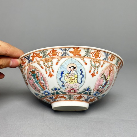 古玩陶瓷粉彩人物故事碗真品鑒賞圖