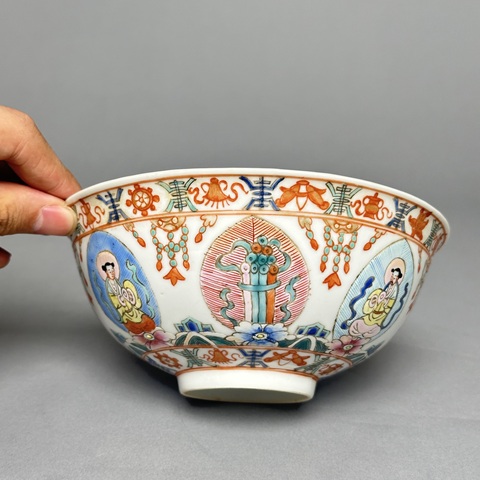 古玩陶瓷粉彩人物故事碗真品鑒賞圖