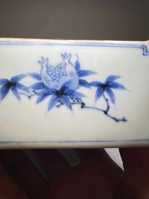 古玩陶瓷日本明治青花折枝花卉紋四方洗真品鑒賞圖