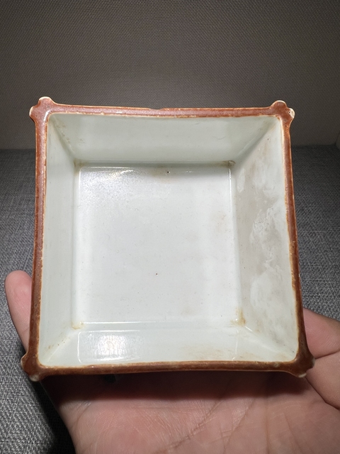 古玩陶瓷日本明治青花折枝花卉紋四方洗真品鑒賞圖