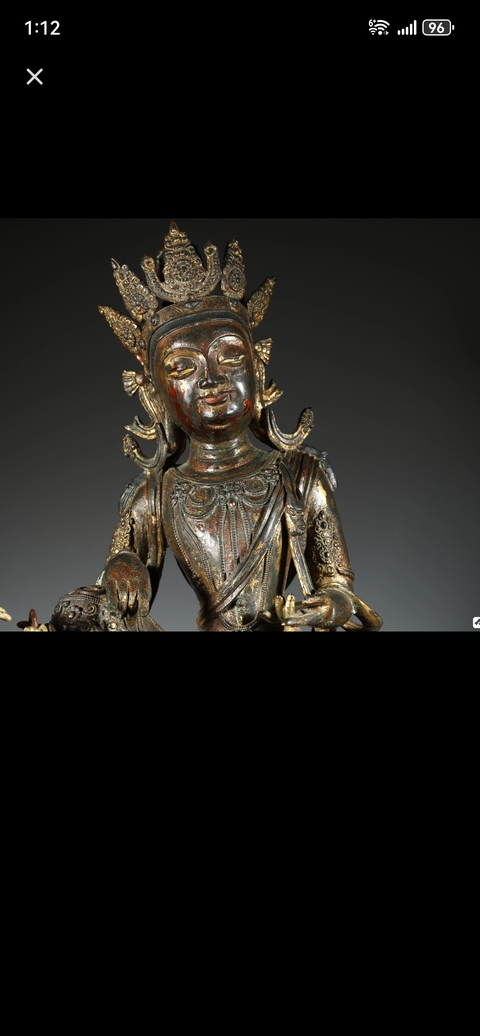 古玩銅器銅文殊菩薩真品鑒賞圖